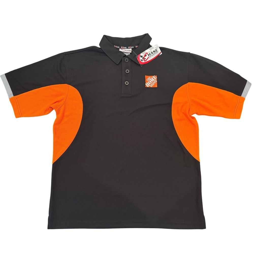 NASCAR Tony Stewart Home Depot Polo Shirt Chase Authentics Black Orange Mens M